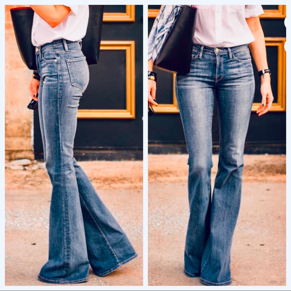 Wide Leg Boho 5 Pocket Best Fitting Jeans in a Dark Wash - Picture 5 of 8
